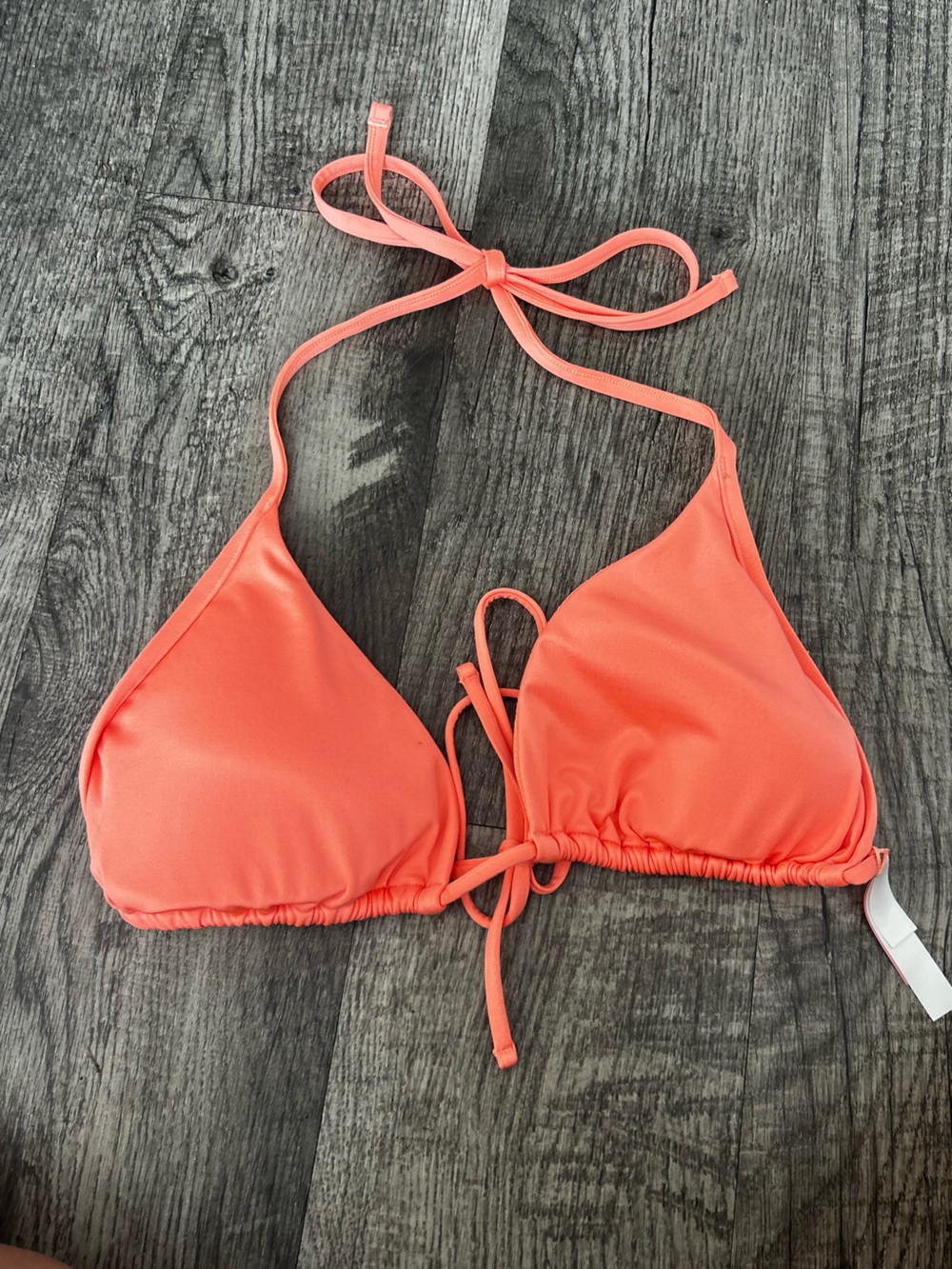 Victoria's Secret Neon Coral Triangle Tie Bikini Top